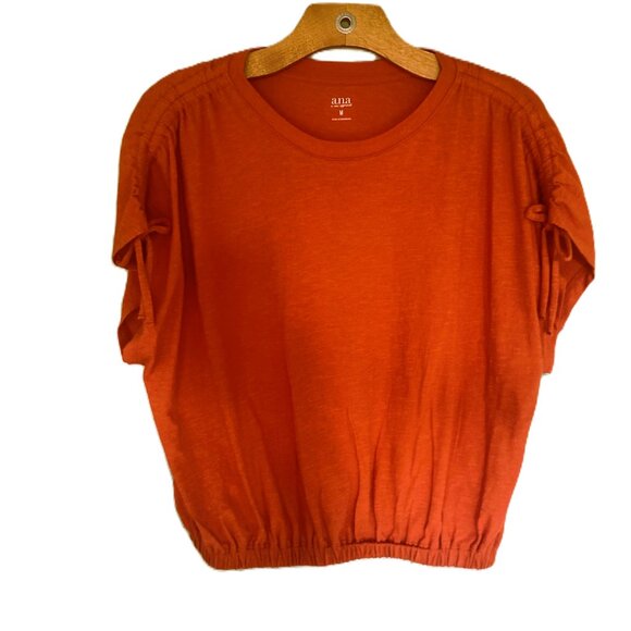 NWT ANA Autumn Orange top with tie shoulder accents and elastic waist - Size M - Picture 1 of 8